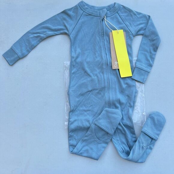 NWT Goumi Kids Poolside Footie SZ 12-18mo Baby Snug Fit Blue Bamboo Zippy - Picture 1 of 3